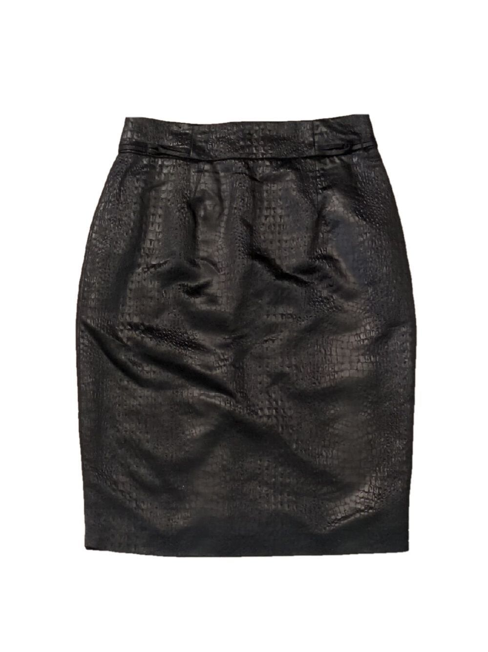 Yoana Barashchi Black Snake Embossed Pencil Skirt Size 4